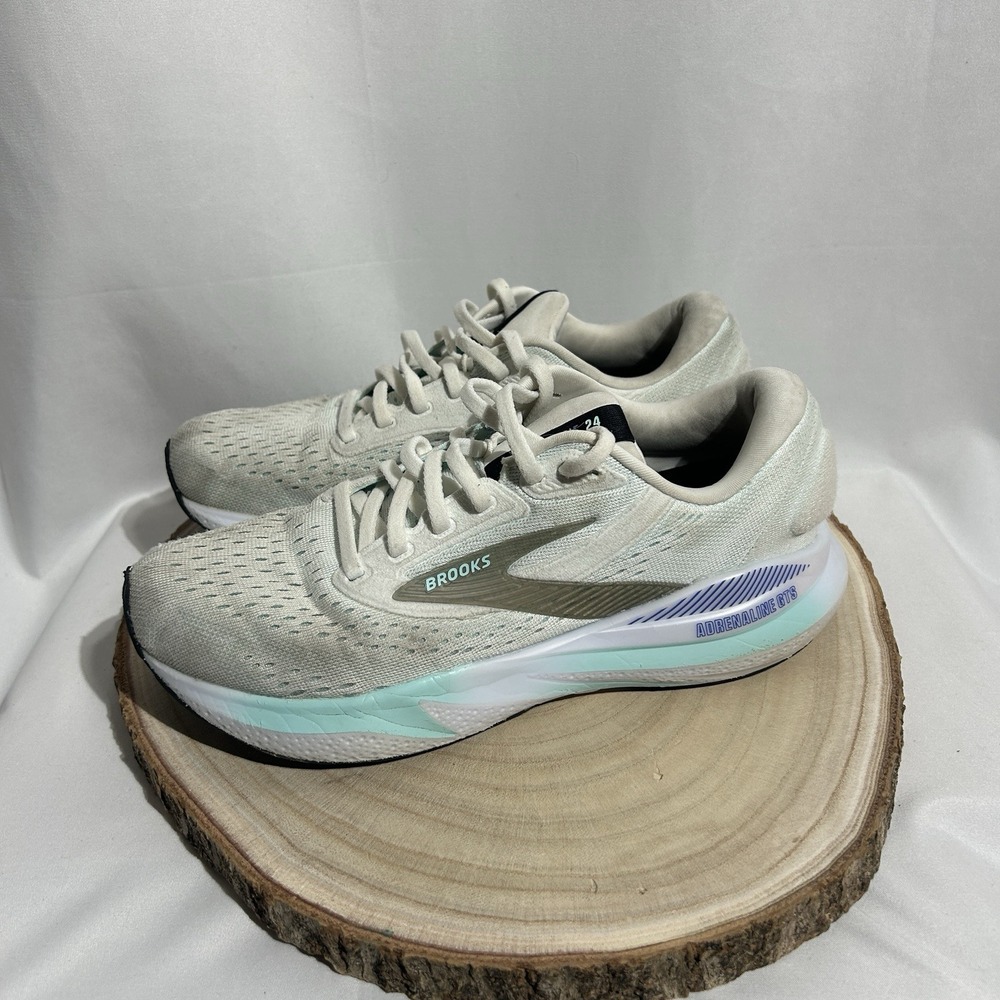 Brooks Adrenaline GTS 24 Shoes Women's Sz 7 White Running Supportive Sneaker Gym